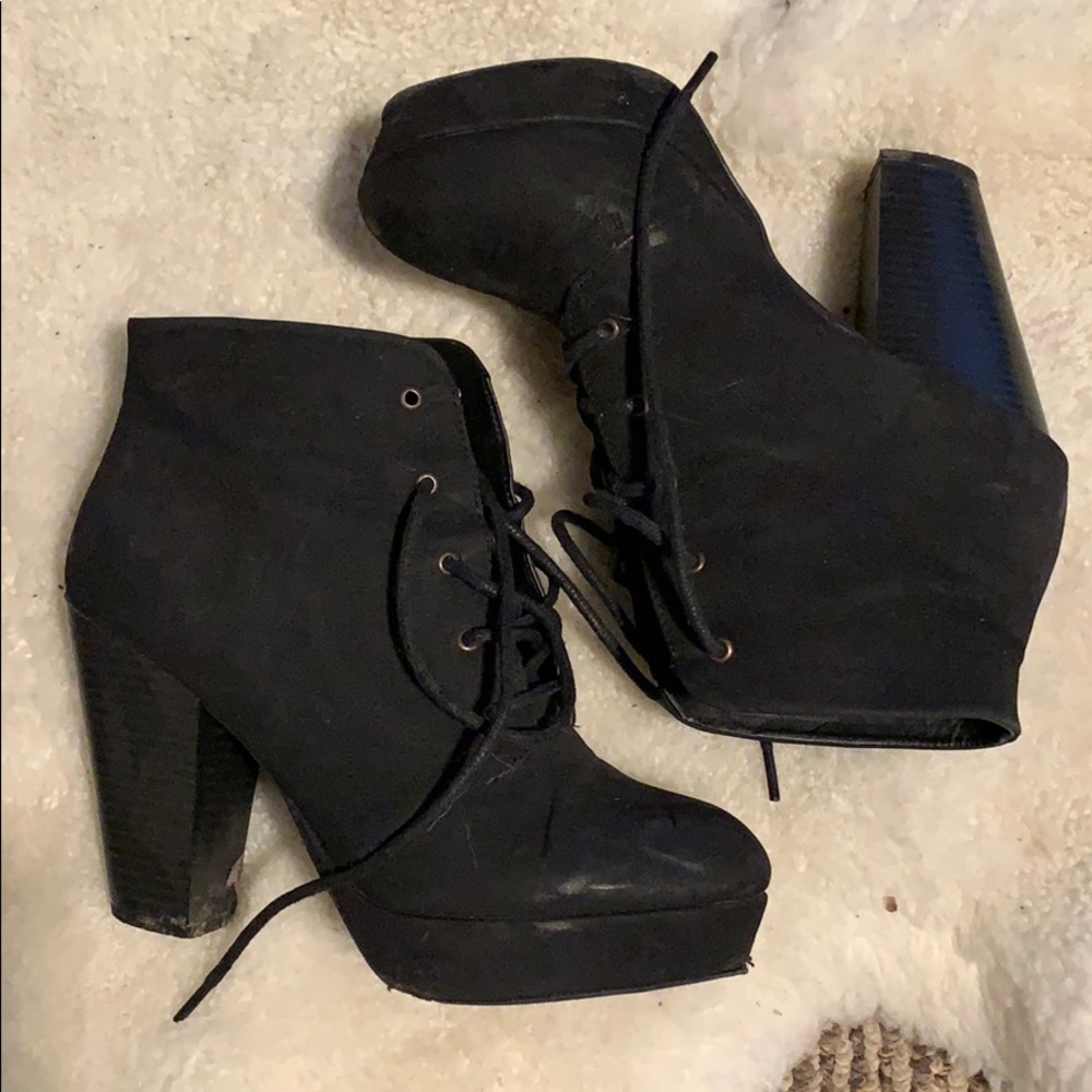 Black Lace Up Booties